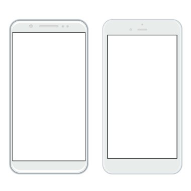 Vektör modern akıllı telefonlar üzerinde beyaz izole 