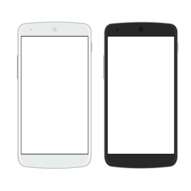 Vektör modern akıllı telefonlar üzerinde beyaz izole 
