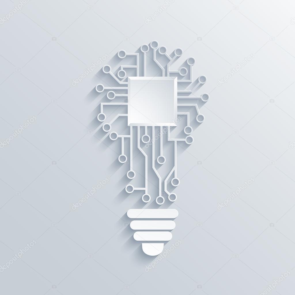 Vector  concept light bulb with circuit board