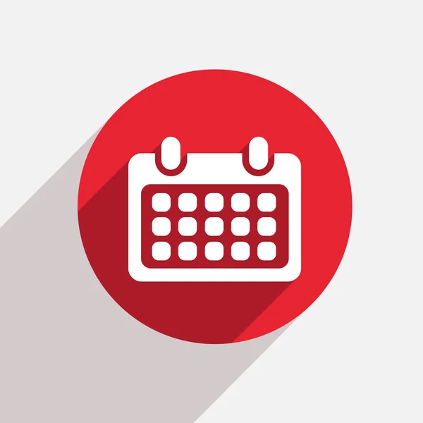 Calendario moderno vettoriale icona cerchio rosso — Vettoriale Stock