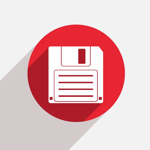 Vector disquete moderno icono círculo rojo — Vector de stock