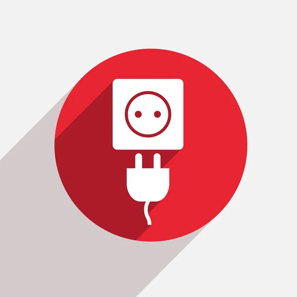 Vector moderno plug icono círculo rojo — Archivo Imágenes Vectoriales