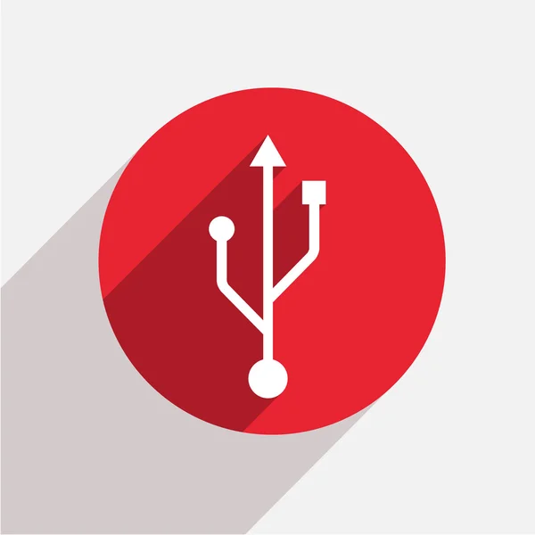 Vector moderno usb icono círculo rojo — Archivo Imágenes Vectoriales