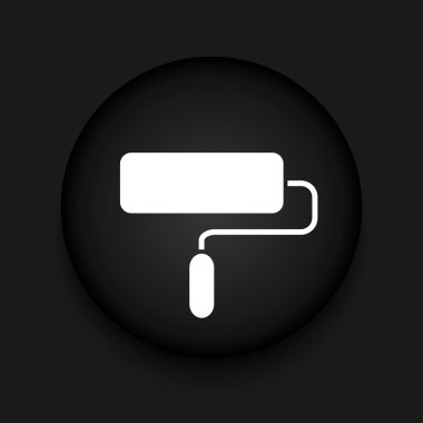 Vektör modern boya silindiri siyah daire simgesi