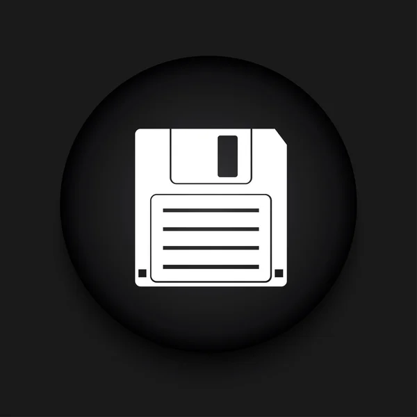 Vector disquete moderno icono círculo negro — Vector de stock