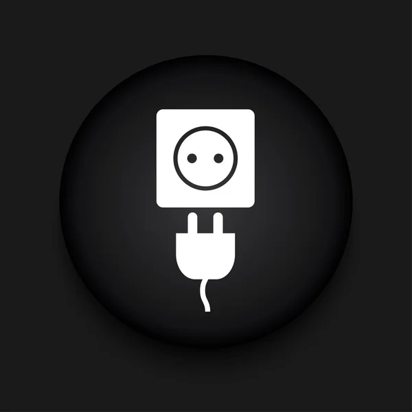 Vector moderno plug icono círculo negro — Vector de stock