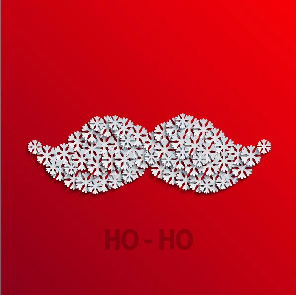 Vector modern mustache snowflakes on red — Stock Vector