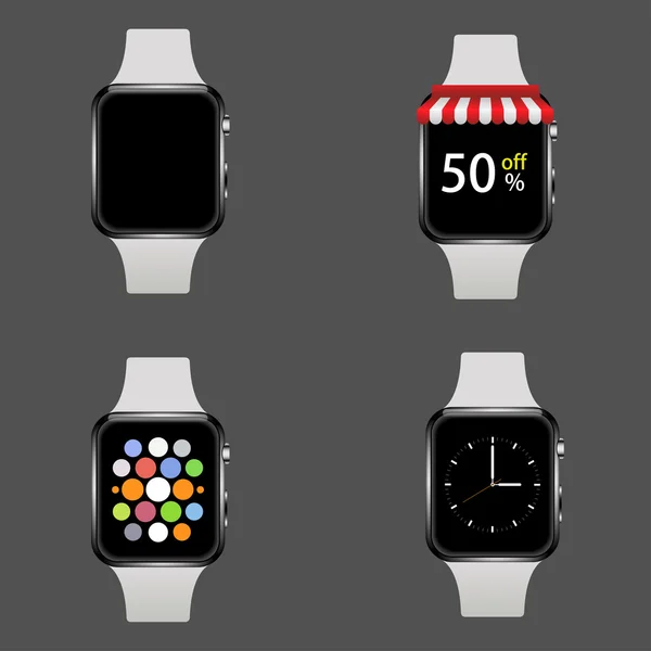 ベクトル現代現実的なスマートな時計セット — ストックベクタ