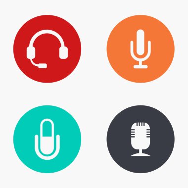 Vektör modern mikrofon renkli simgeler kümesi