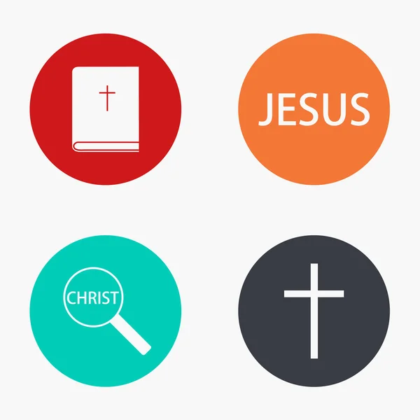 Vector moderne religion farverige ikoner sæt – Stock-vektor