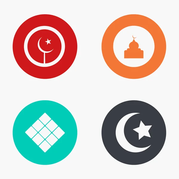 Vecteur moderne eid moubarak icônes colorées ensemble — Image vectorielle