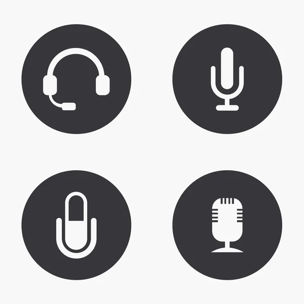 Conjunto de iconos de micrófono moderno vector — Vector de stock