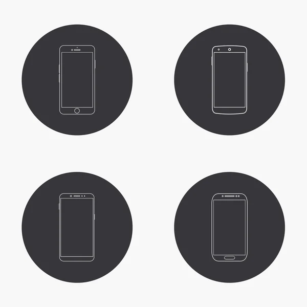 Conjunto de iconos de teléfonos inteligentes modernos Vector — Vector de stock