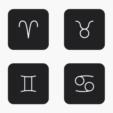 Vektör modern zodyak simgeleri dizi şarkı söylüyor.