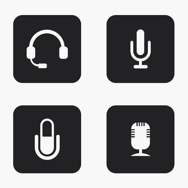 Conjunto de iconos de micrófono moderno vector — Vector de stock