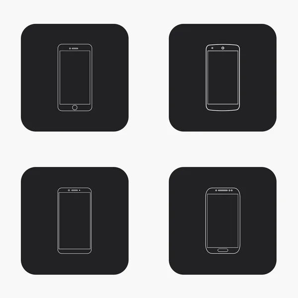 Conjunto de iconos de teléfonos inteligentes modernos Vector — Vector de stock