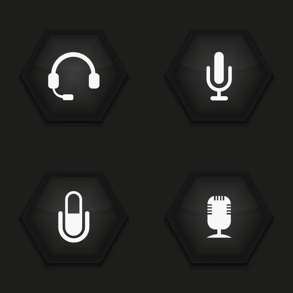 Vector modern microphone icons set — Stock Vector