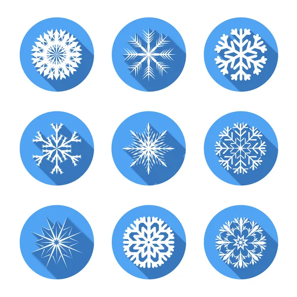 Conjunto de iconos planos Vector copos de nieve modernos — Vector de stock