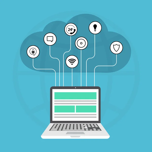 Vector modernos servicios en la nube de fondo plano . — Archivo Imágenes Vectoriales