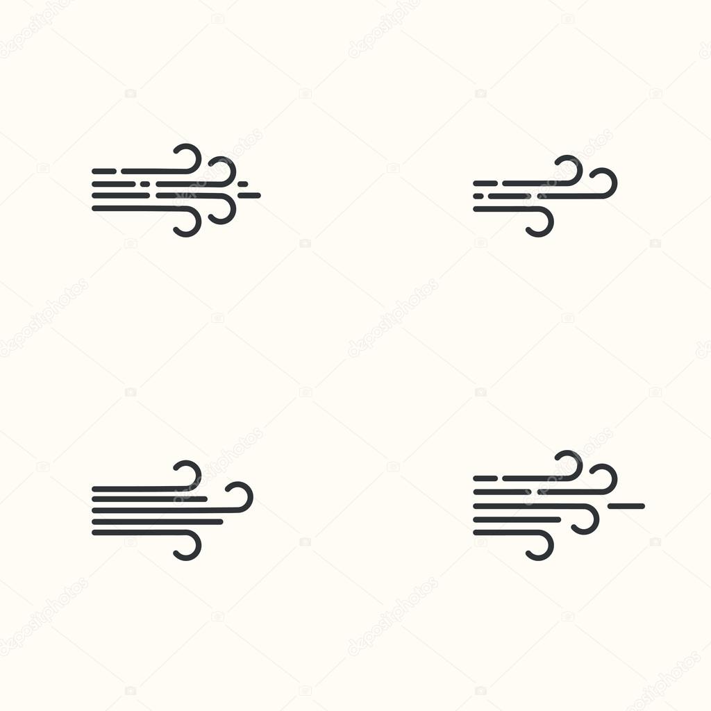 Vector modern flat design of wind icons set