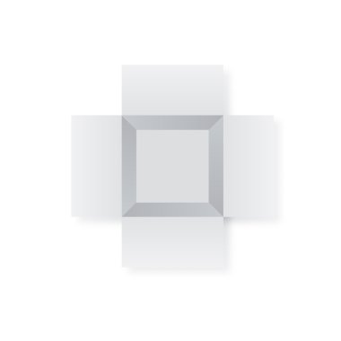 Beyaz arka plan üzerinde vektör modern açık kutu