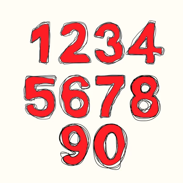 Vector números modernos dibujado fuente aislada en blanco — Archivo Imágenes Vectoriales