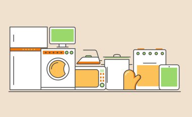 Vektör çağdaş ince çizgi düz tasarım simgeler kümesi.