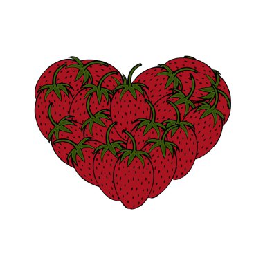 Vektör modern çilek beyaz kalp içinde