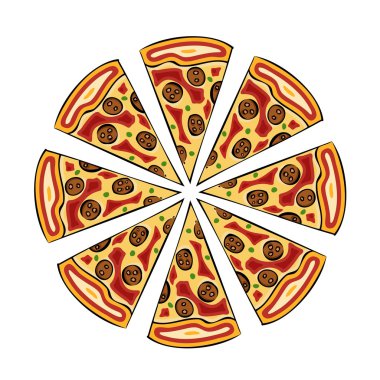 Vektör modern pizza üzerinde beyaz izole