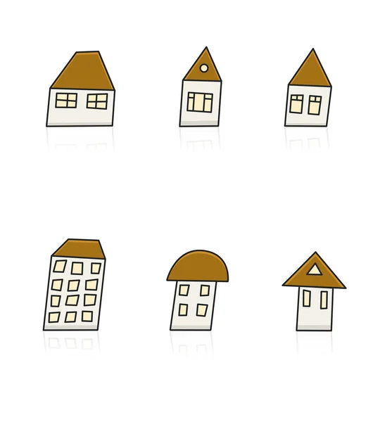 Vetor mãos modernas casas de desenho definido no branco — Vetor de Stock