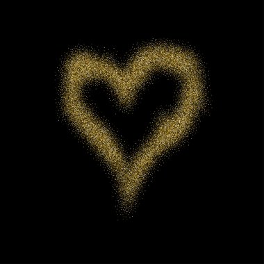 Vektör modern altın glitter heart siyah.