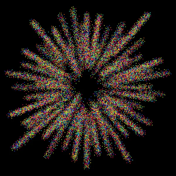 Vector abstracto círculo fuegos artificiales en negro — Vector de stock