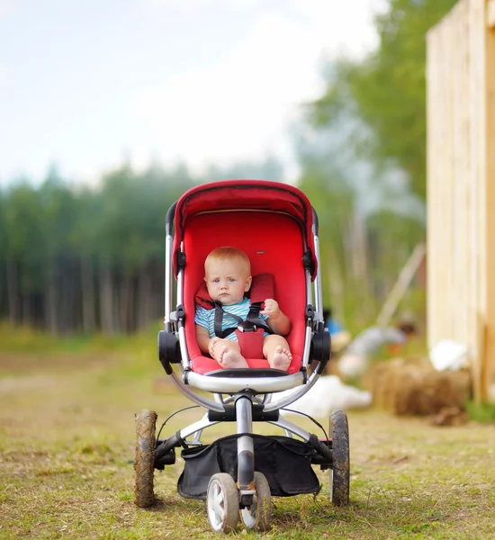 Little baby boy in stroller — Stock Photo, Image