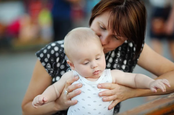 Beautiful woman and her adorable little grandson Stock Photo