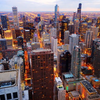 Chicago downtown at twilight  clipart