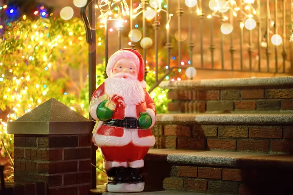 Porch Stairs Decorated Christmas New Year Holidays Staircase House Decorated — Stock Photo, Image