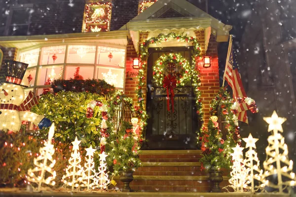 New York Usa Dicembre 2019 Una Strada Una Casa Portico — Foto Stock