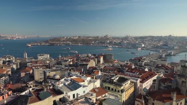 Aerial View Istanbul Galata Tower Golden Horn Sultanahmet District Suleymaniye — Stock Video