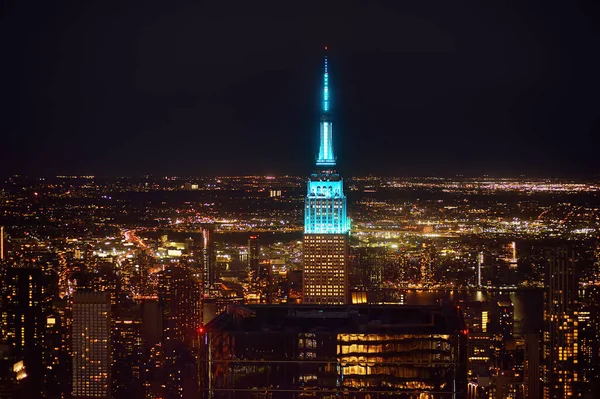 Nova Iorque Eua Maio 2021 Vista Noturna Deslumbrante Horizonte Midtown — Fotografia de Stock