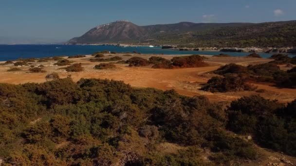 Panoramatický Letecký Výhled Národní Park Akamas Peninsula Blízkosti Zátoky Afrodita — Stock video