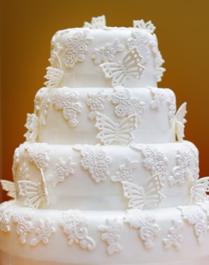 lezzetli beyaz düğün pastası 