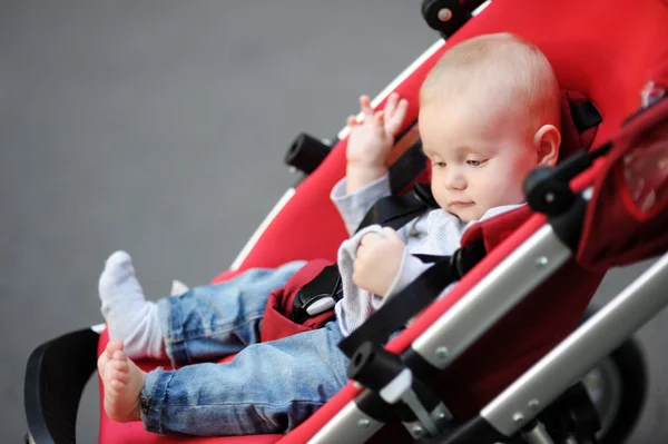Little baby boy in stroller — Stock Photo, Image
