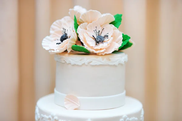 Heerlijke witte bruiloft of verjaardag cake — Stockfoto