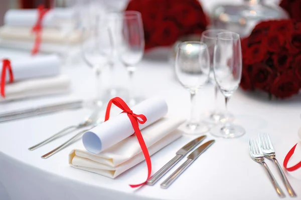 Conjunto de mesa para recepção de casamento — Fotografia de Stock