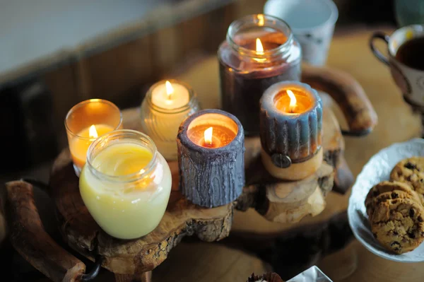 Beautiful ablaze candle — Stock Photo, Image