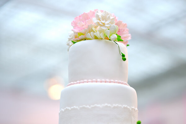 Beautiful white wedding cake 