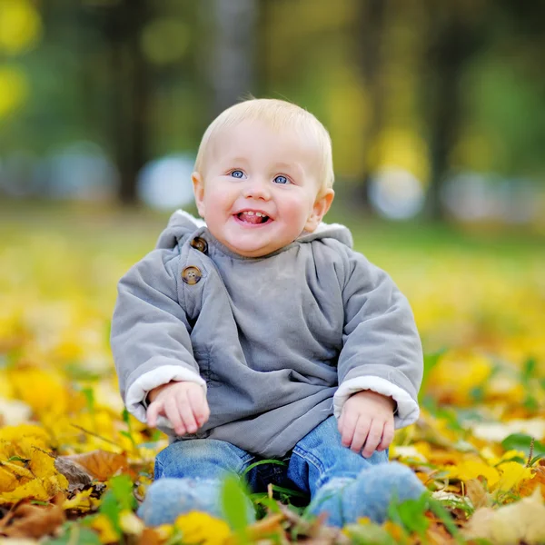 Piccolo bambino felice in autunno — Foto Stock