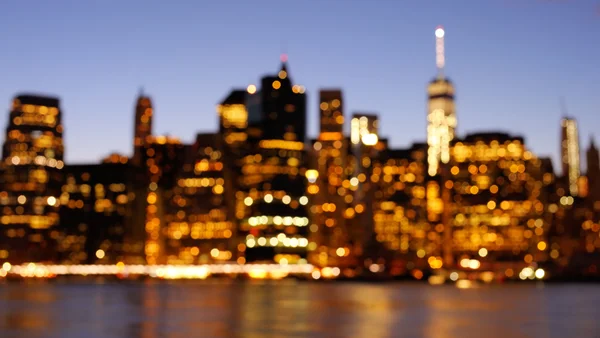 Bokeh photo of Manhattan skyline — Stock Photo, Image