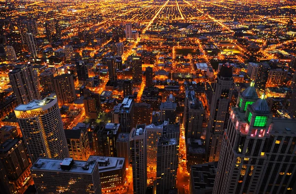 Vue aérienne de la grande ville la nuit — Photo