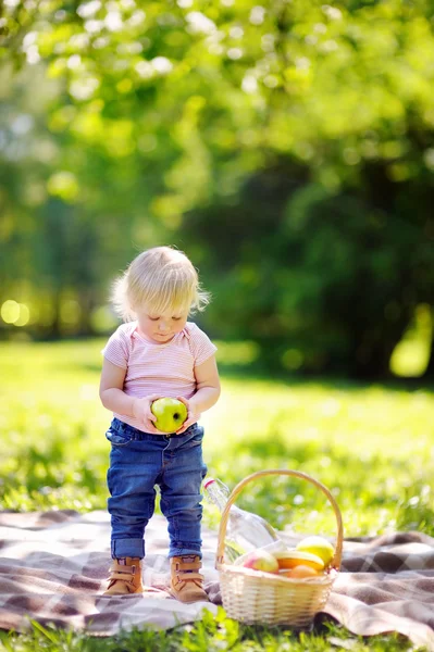 Criança fazendo um piquenique — Fotografia de Stock